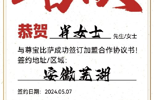 【恭喜】安徽芜湖肖女士加盟尊宝比萨，预祝开业大吉，生意兴隆！